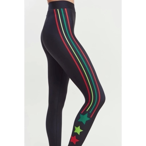 NWT XS Ultracor Black Leggings With Tri Color Stripes And Stars - Picture 7 of 8